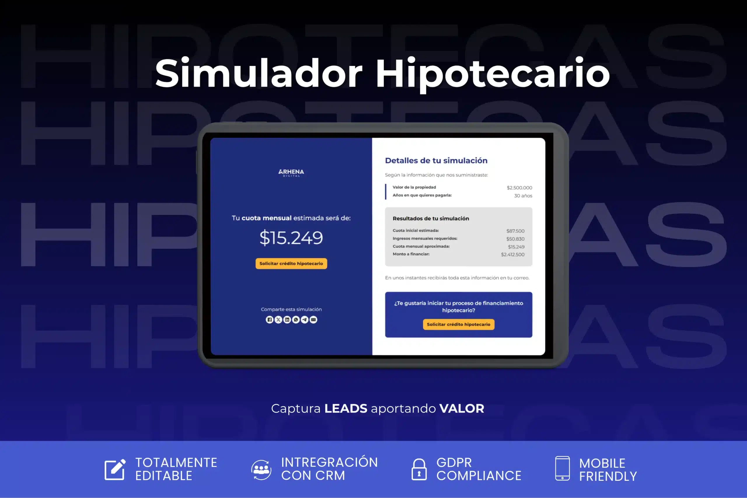 Simulador Hipotecario con captación de prospectos